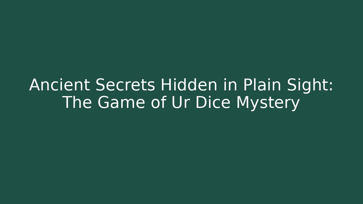 Ancient Secrets Hidden in Plain Sight: The Game of Ur Dice Mystery