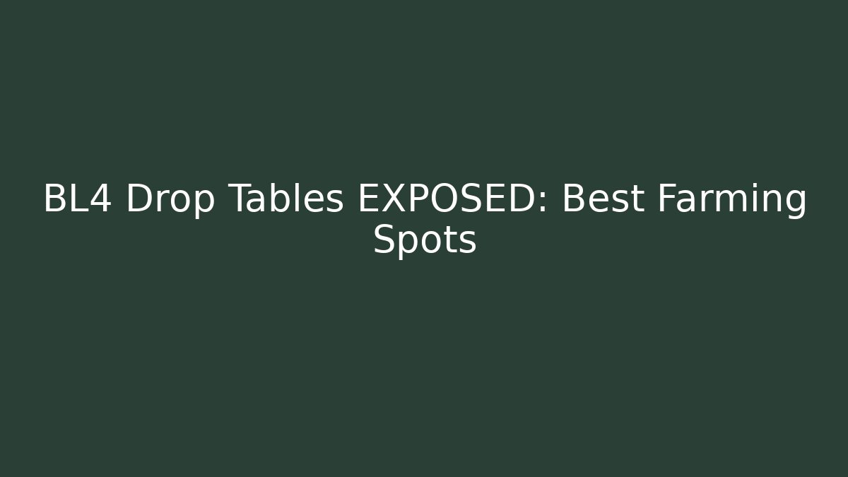 BL4 Drop Tables EXPOSED: Best Farming Spots - Buddy Program
