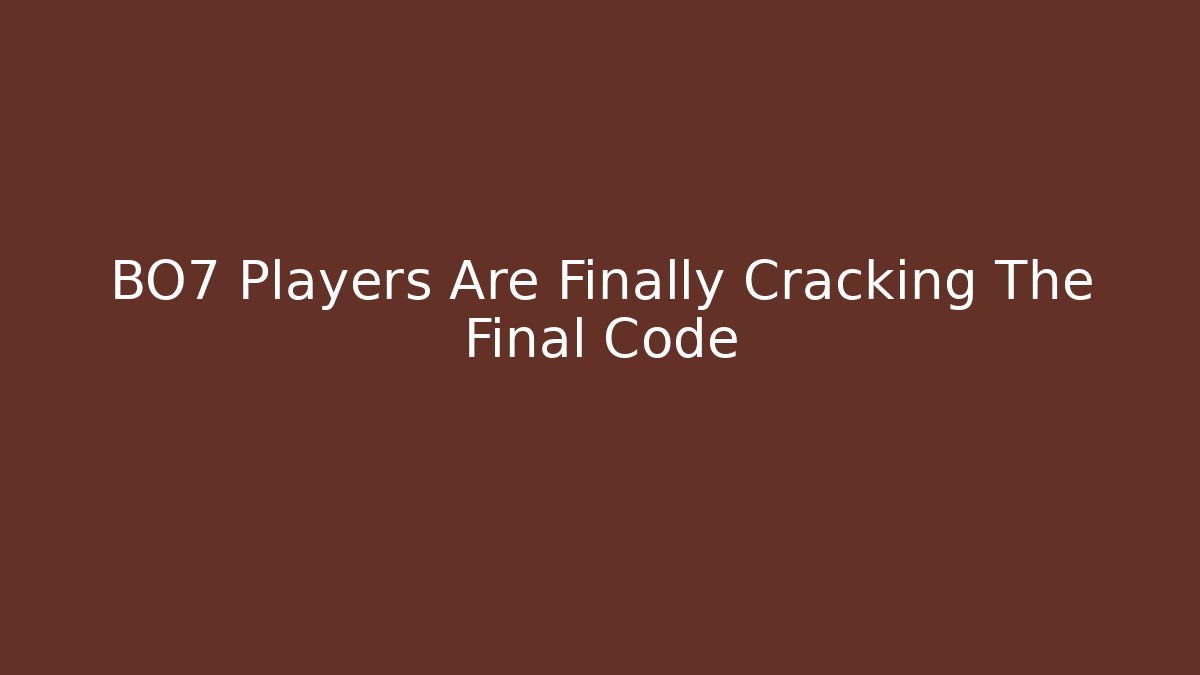 BO7 Players Are Finally Cracking The Final Code - Buddy Program