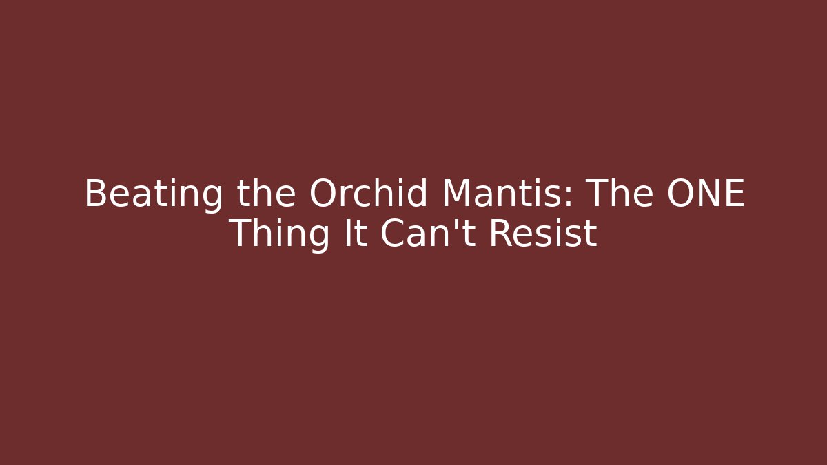 Beating the Orchid Mantis: The ONE Thing It Can't Resist