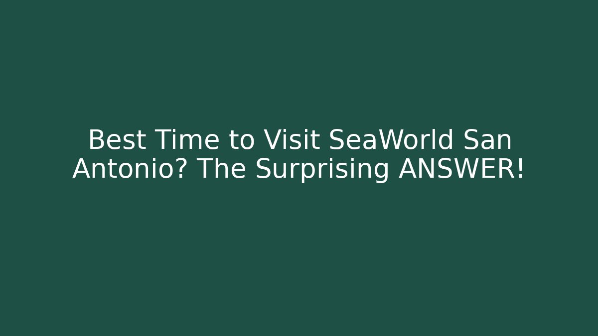 Best Time to Visit SeaWorld San Antonio? The Surprising ANSWER!