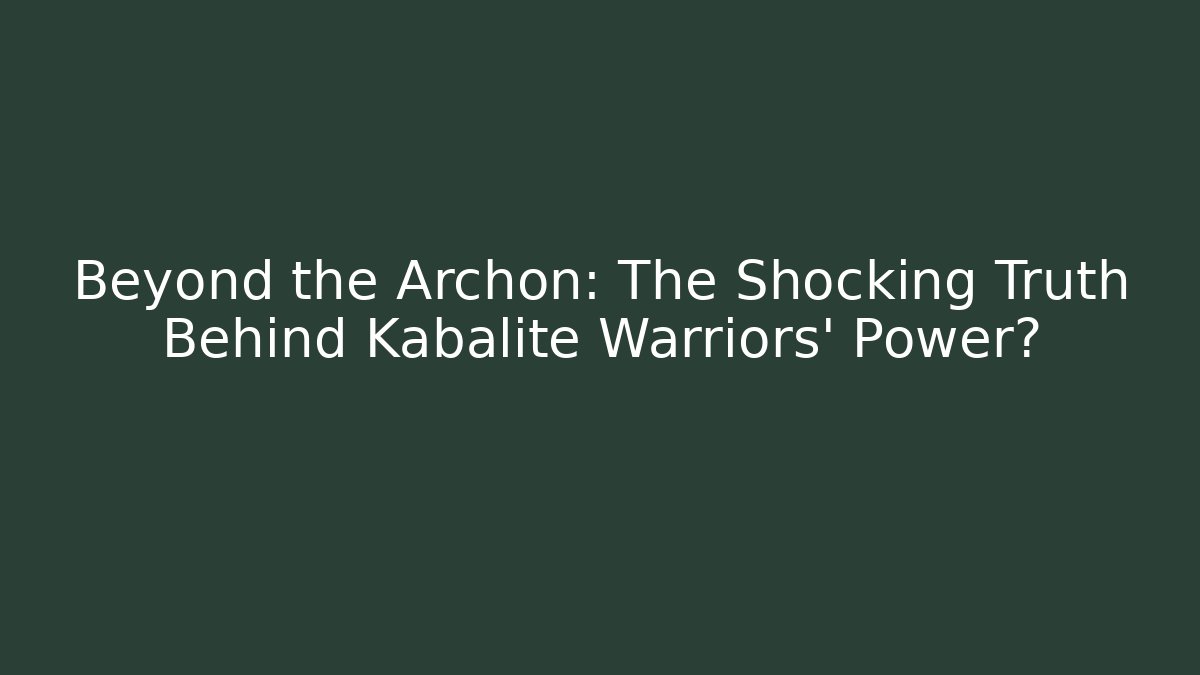 Beyond the Archon: The Shocking Truth Behind Kabalite Warriors' Power?