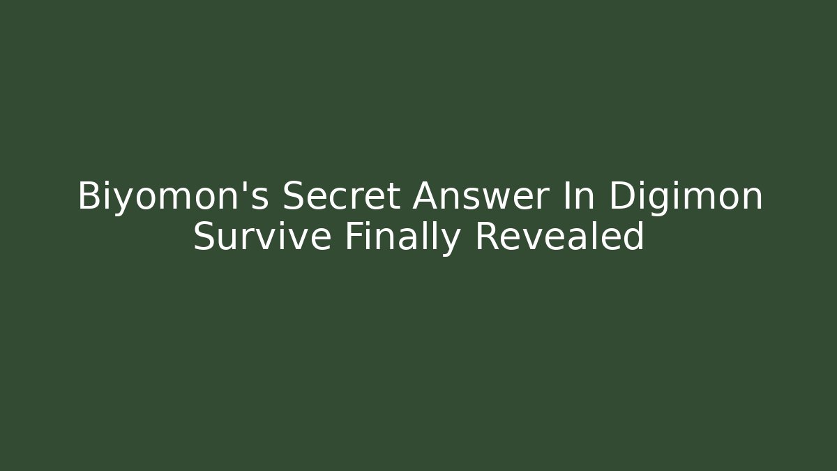 Biyomon's Secret Answer In Digimon Survive Finally Revealed - Buddy Program
