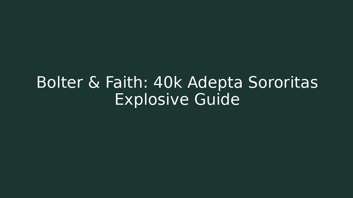 Bolter & Faith: 40k Adepta Sororitas Explosive Guide