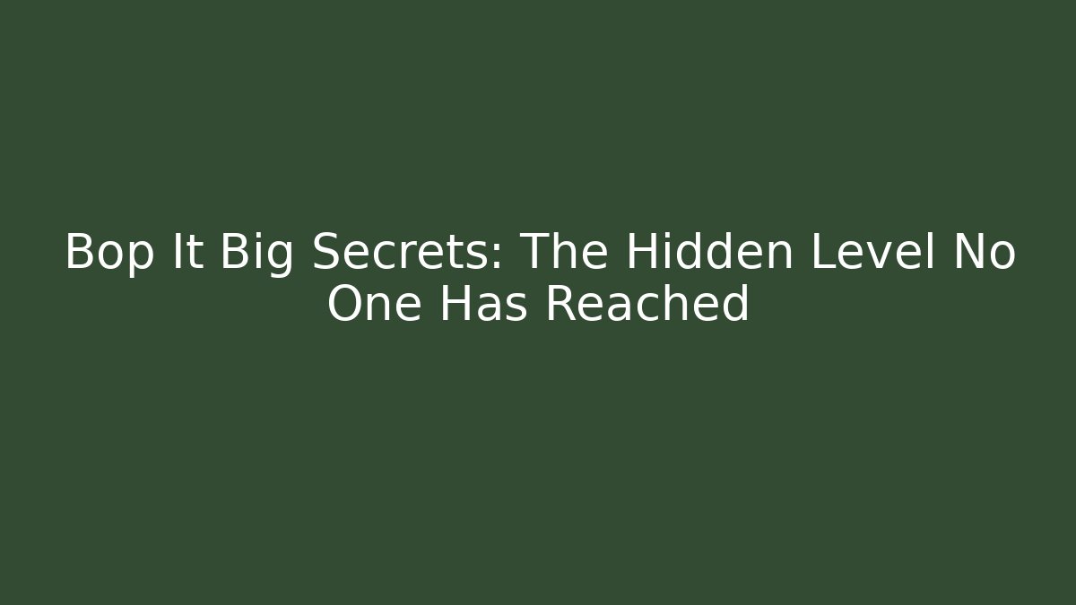 Bop It Big Secrets: The Hidden Level No One Has Reached