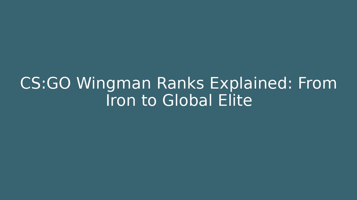 CS:GO Wingman Ranks Explained: From Iron to Global Elite