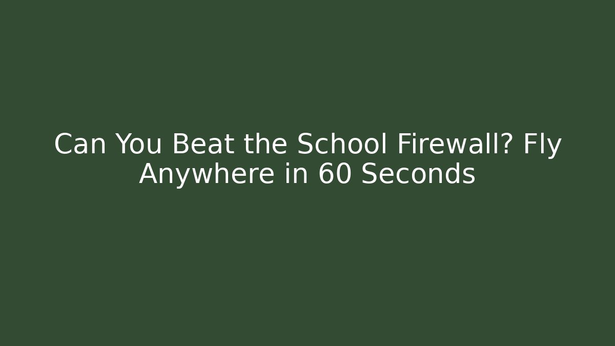 Can You Beat the School Firewall? Fly Anywhere in 60 Seconds - Buddy Program