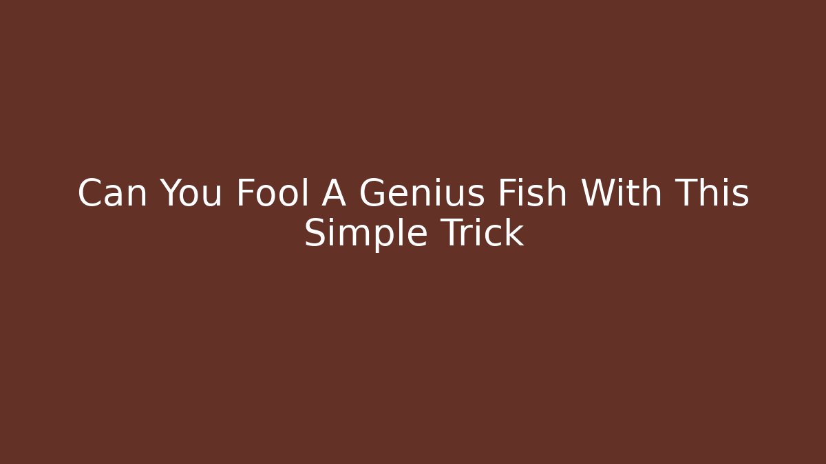 Can You Fool A Genius Fish With This Simple Trick - Buddy Program