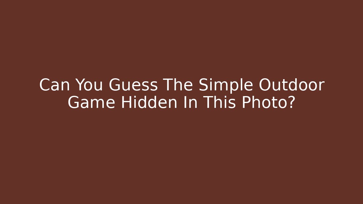 Can You Guess The Simple Outdoor Game Hidden In This Photo?