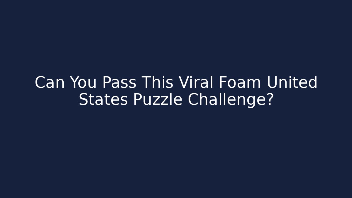 Can You Pass This Viral Foam United States Puzzle Challenge? - Buddy Program