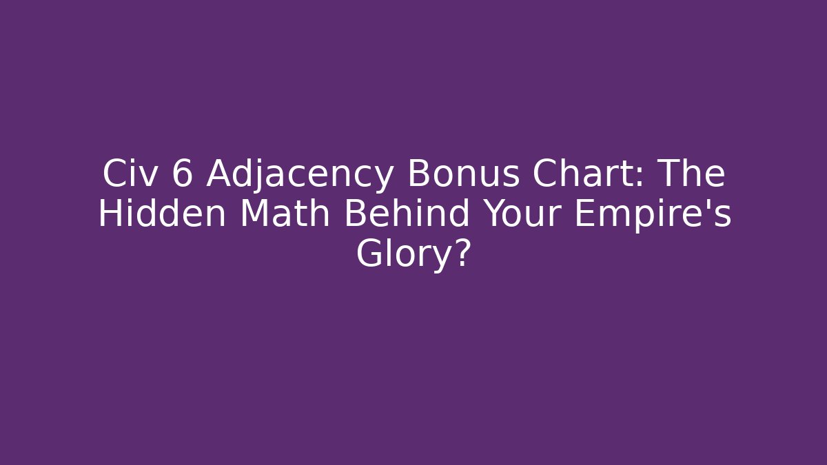 Civ 6 Adjacency Bonus Chart: The Hidden Math Behind Your Empire’s Glory?
