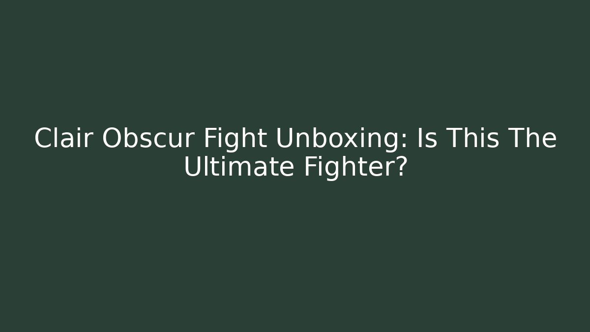 Clair Obscur Fight Unboxing: Is This The Ultimate Fighter?