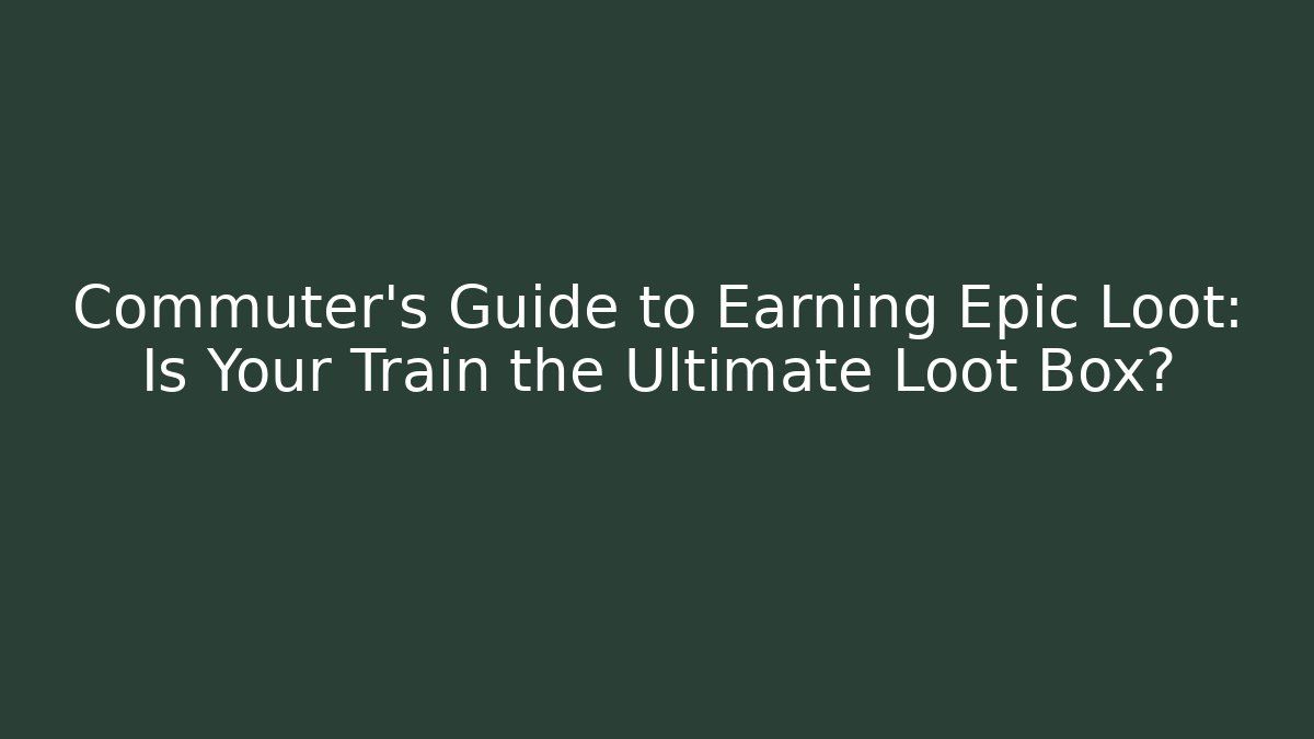 Commuter's Guide to Earning Epic Loot: Is Your Train the Ultimate Loot Box?