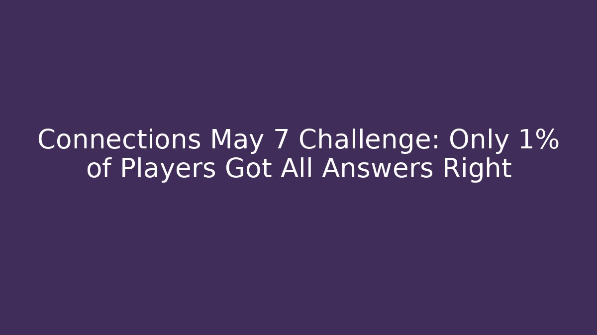 Connections May 7 Challenge: Only 1% of Players Got All Answers Right
