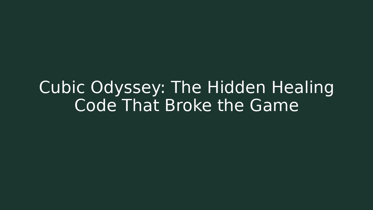 Cubic Odyssey: The Hidden Healing Code That Broke the Game