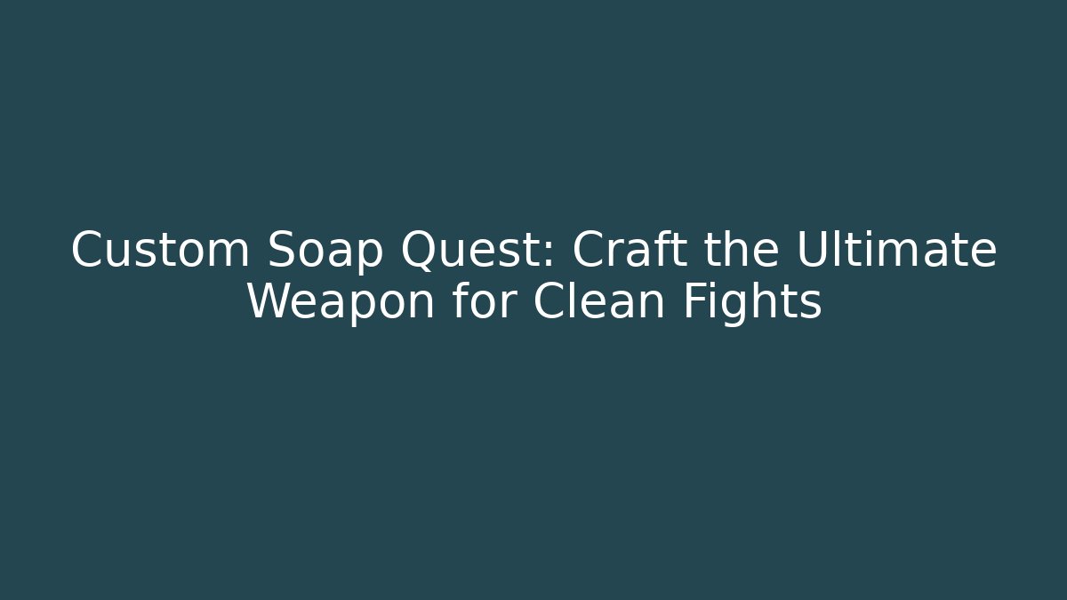 Custom Soap Quest: Craft the Ultimate Weapon for Clean Fights