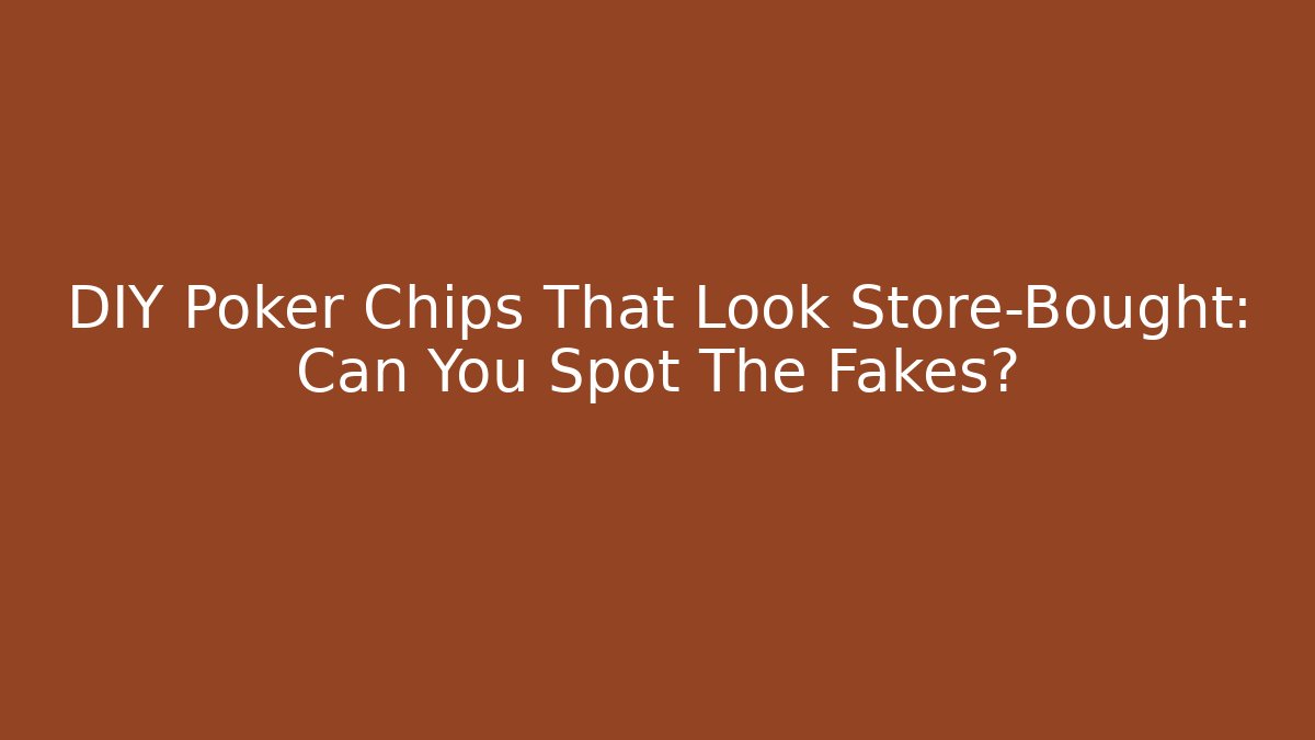 DIY Poker Chips That Look Store-Bought: Can You Spot The Fakes?