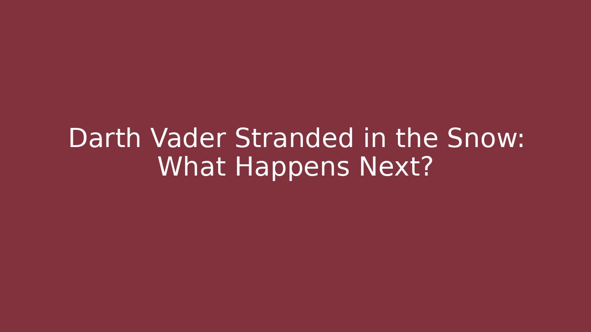 Darth Vader Stranded in the Snow: What Happens Next? - Buddy Program