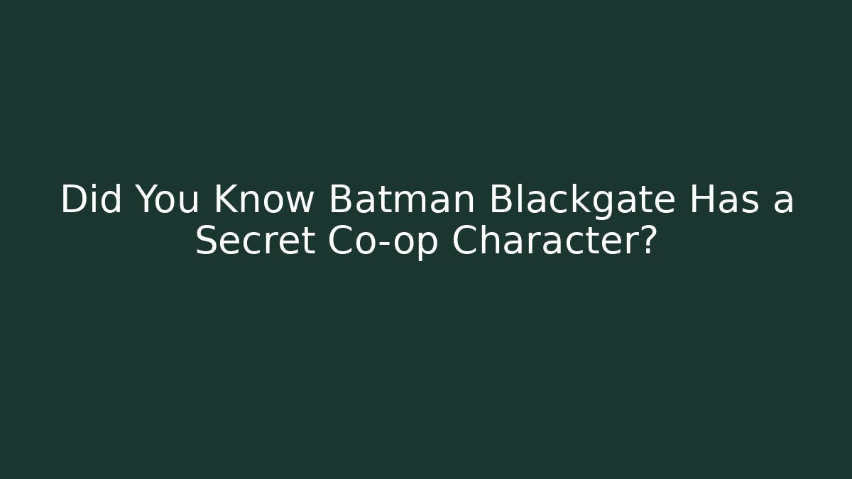 Did You Know Batman Blackgate Has a Secret Co-op Character?