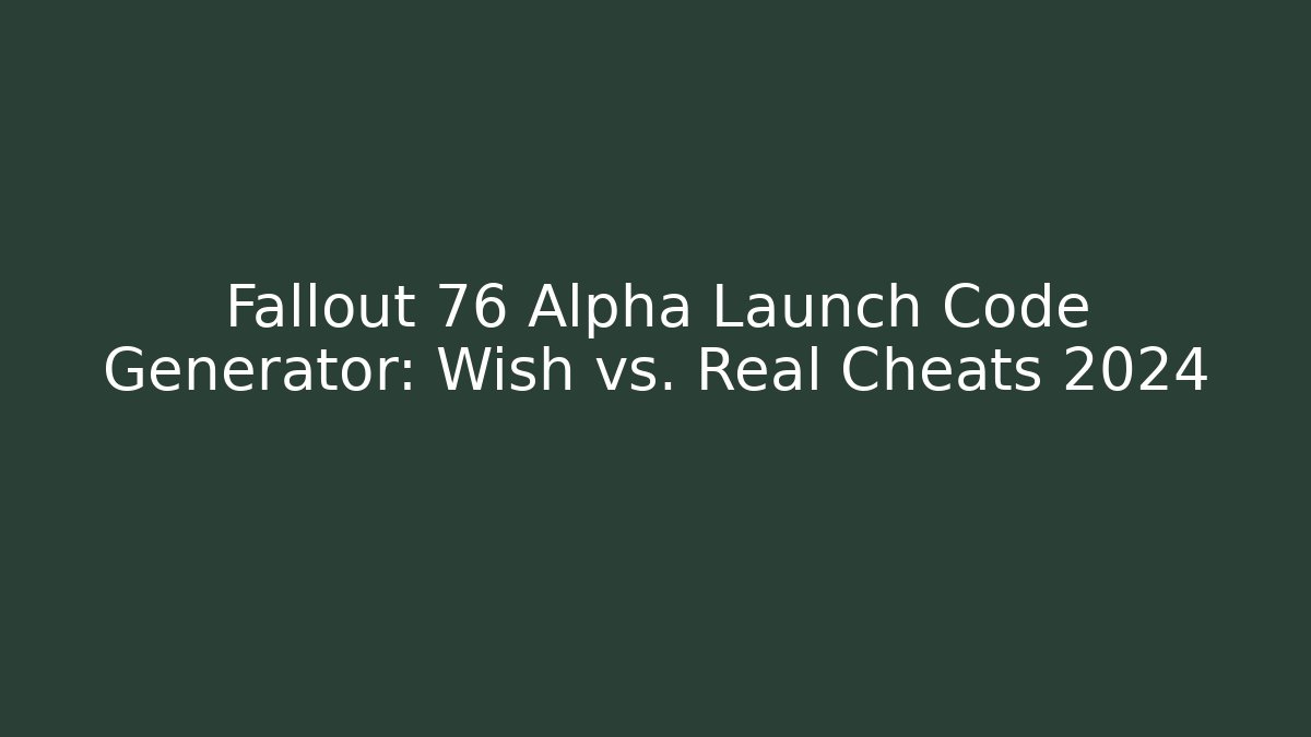 Fallout 76 Alpha Launch Code Generator: Wish vs. Real Cheats 2024