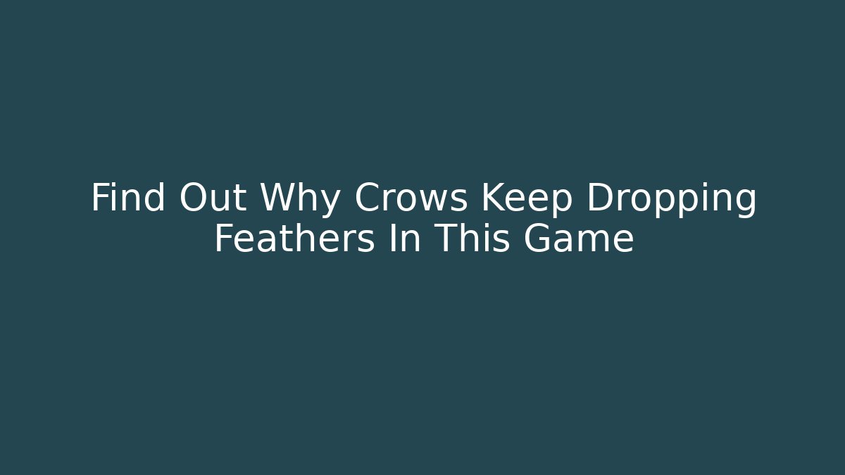 Find Out Why Crows Keep Dropping Feathers In This Game - Buddy Program