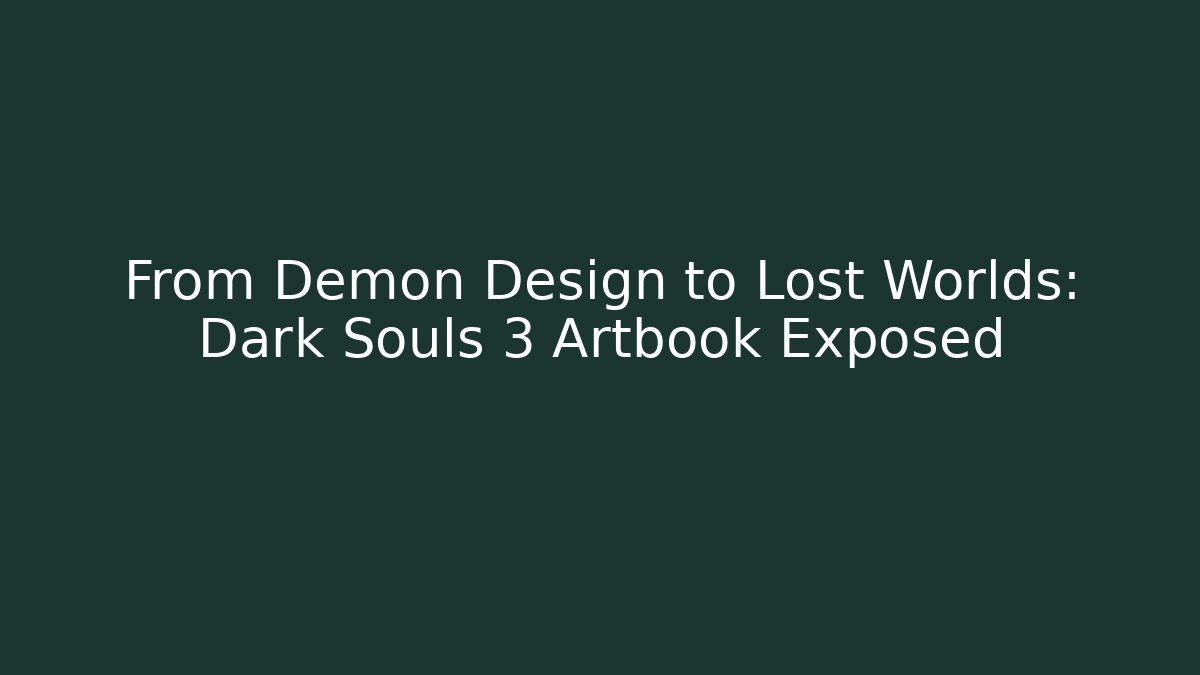 From Demon Design to Lost Worlds: Dark Souls 3 Artbook Exposed