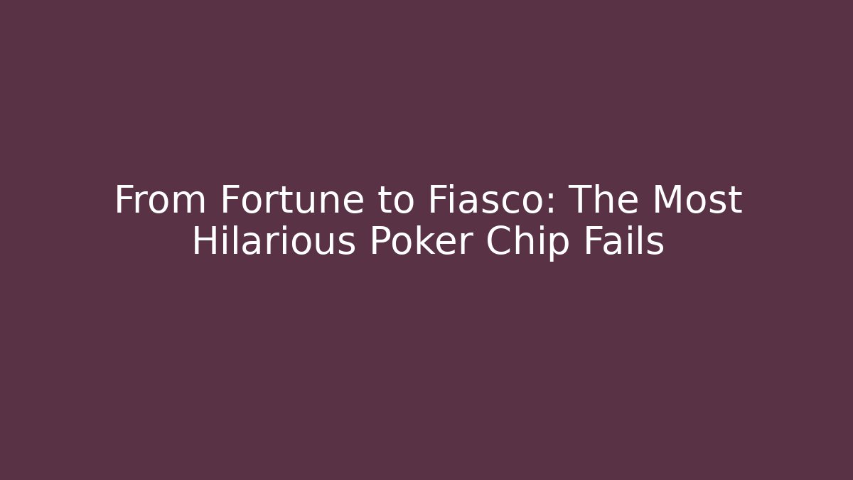 From Fortune to Fiasco: The Most Hilarious Poker Chip Fails
