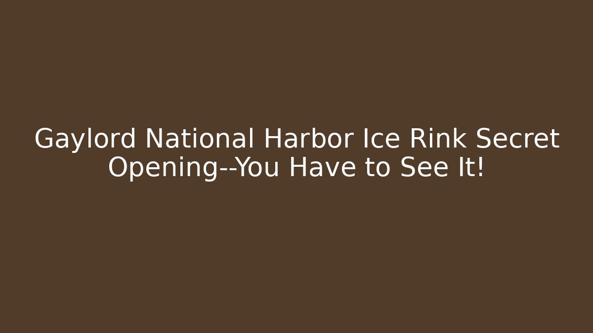 Gaylord National Harbor Ice Rink Secret Opening—You Have to See It!