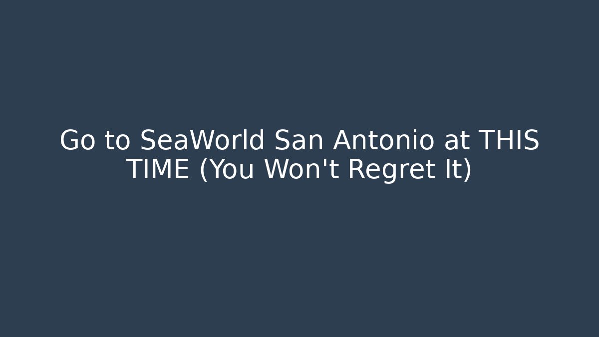 Go to SeaWorld San Antonio at THIS TIME (You Won't Regret It)