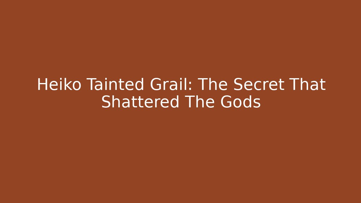 Heiko Tainted Grail: The Secret That Shattered The Gods