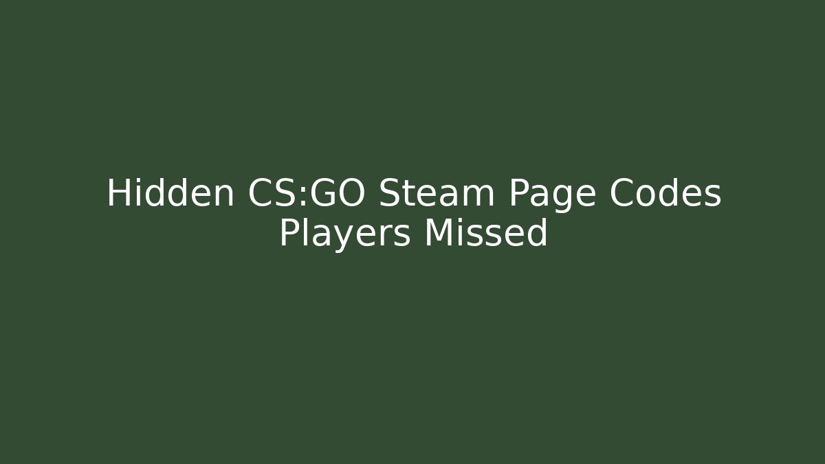 Hidden CS:GO Steam Page Codes Players Missed