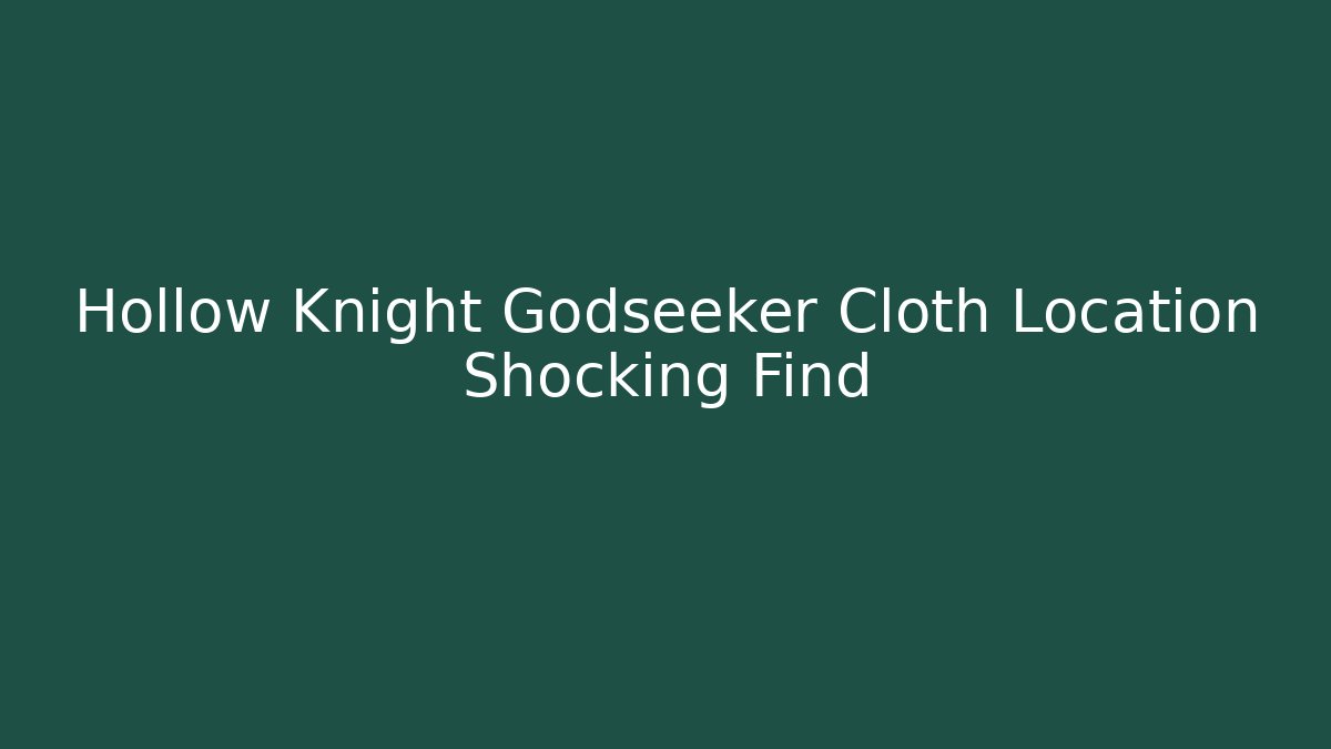 Hollow Knight Godseeker Cloth Location Shocking Find