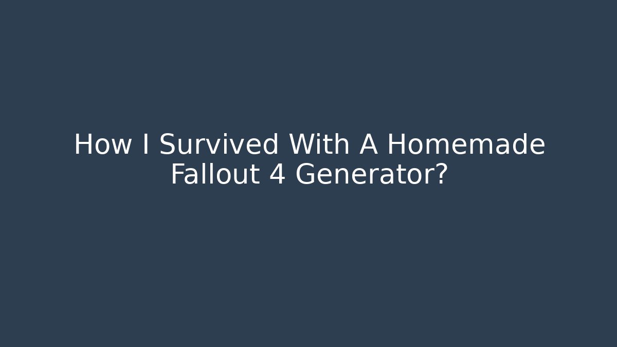 How I Survived With A Homemade Fallout 4 Generator?