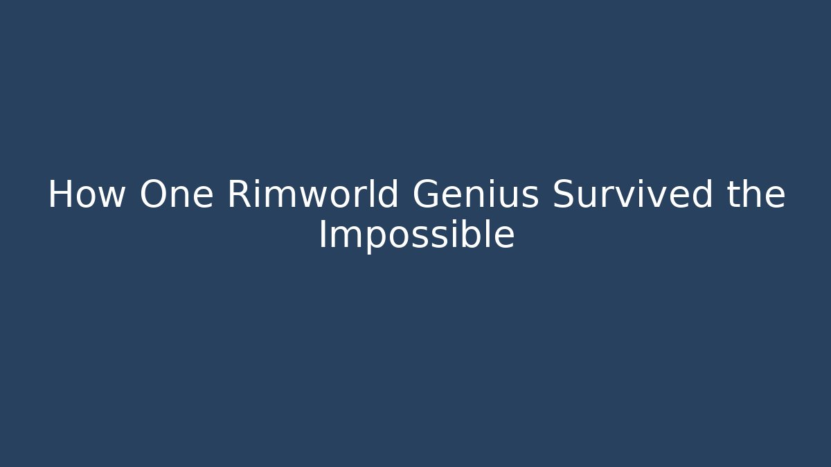 How One Rimworld Genius Survived the Impossible