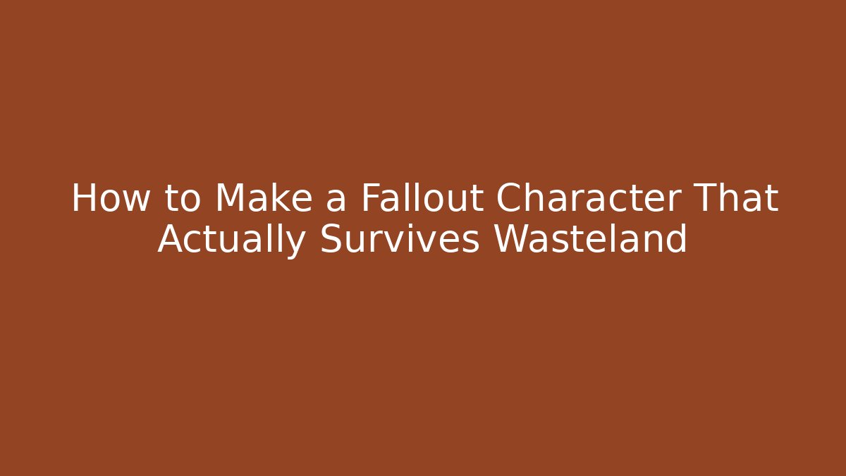 How to Make a Fallout Character That Actually Survives Wasteland