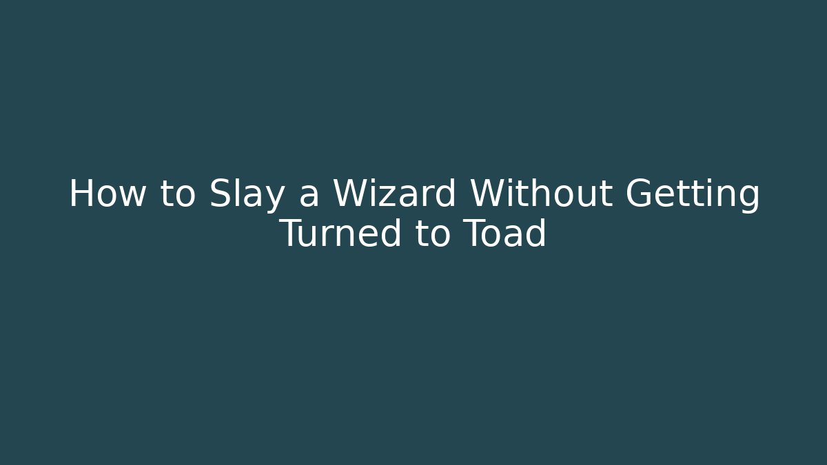 How to Slay a Wizard Without Getting Turned to Toad - Buddy Program