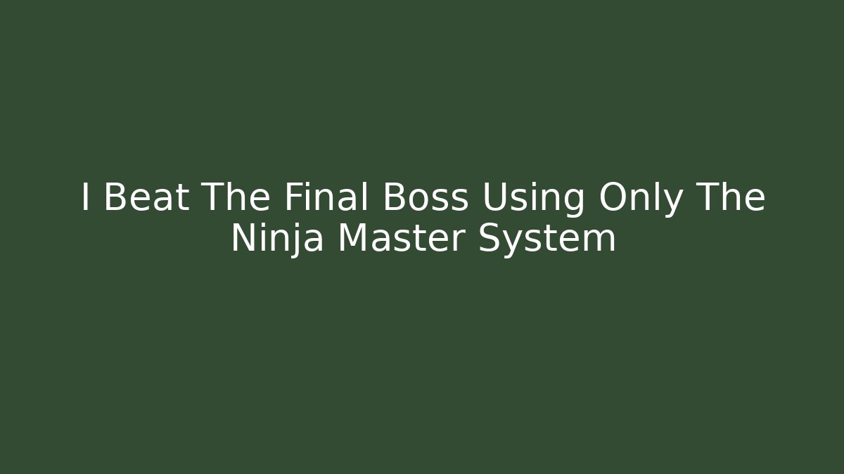 I Beat The Final Boss Using Only The Ninja Master System