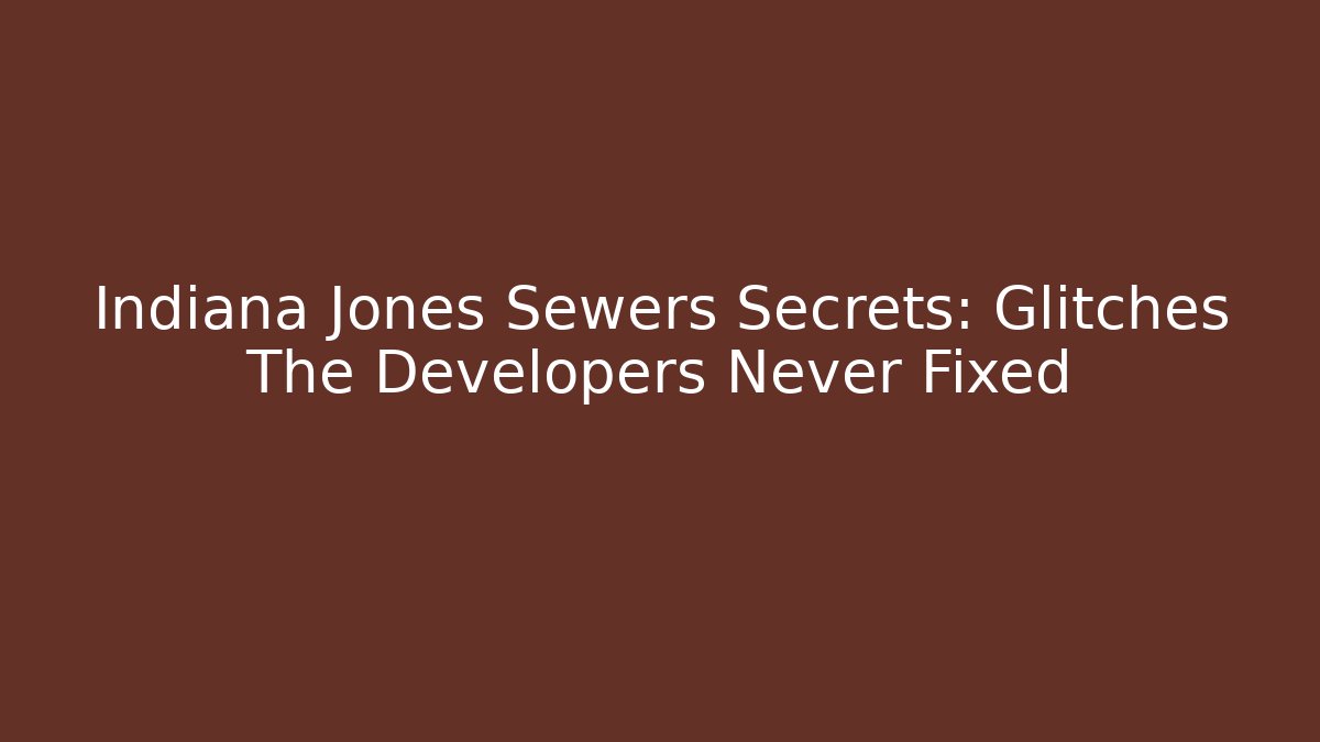 Indiana Jones Sewers Secrets: Glitches The Developers Never Fixed