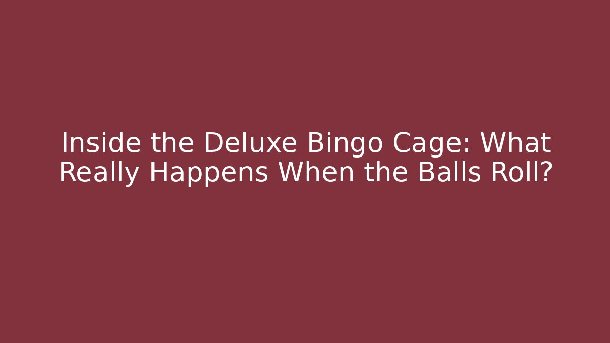 Inside the Deluxe Bingo Cage: What Really Happens When the Balls Roll?