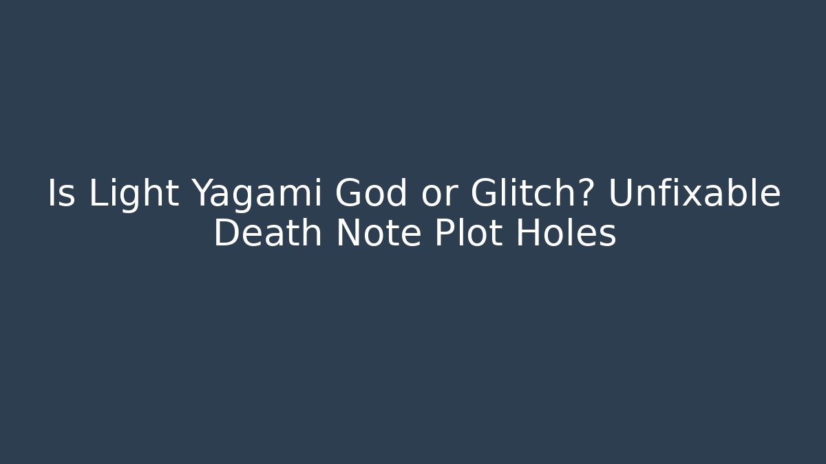 Is Light Yagami God or Glitch? Unfixable Death Note Plot Holes