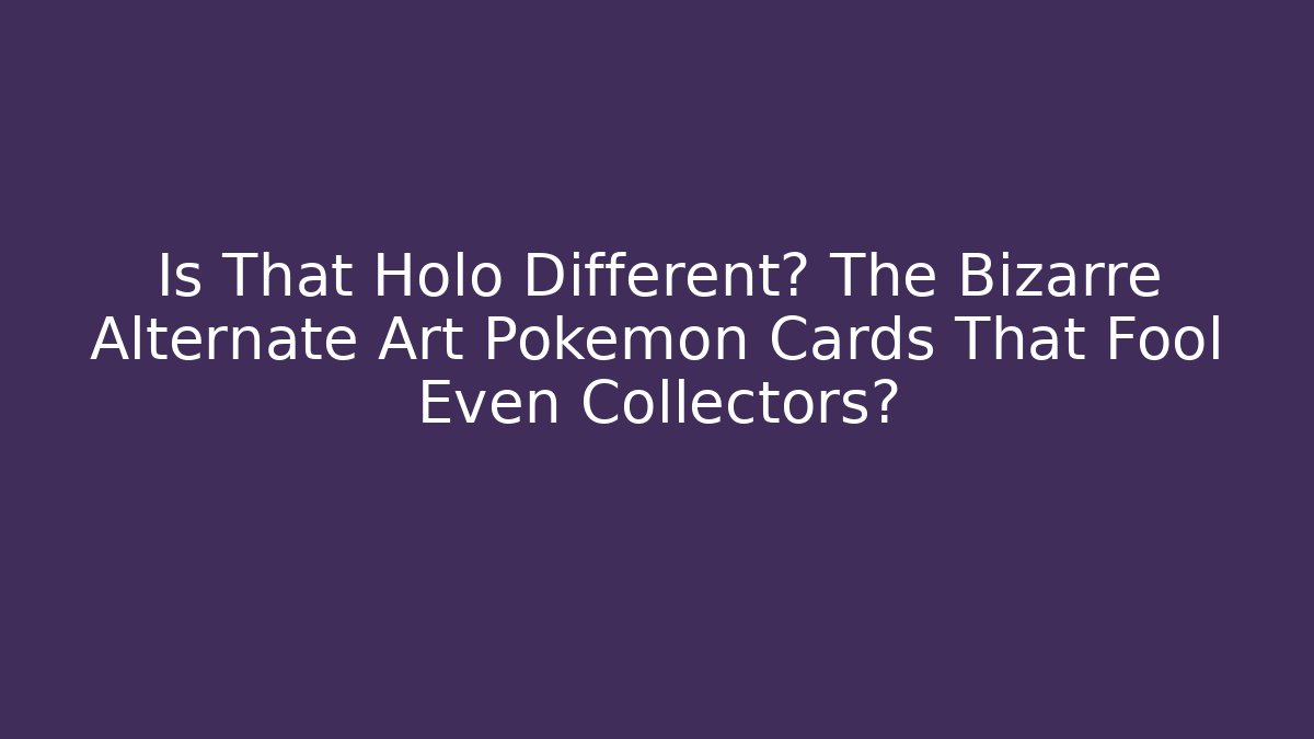 Is That Holo Different? The Bizarre Alternate Art Pokémon Cards That Fool Even Collectors?