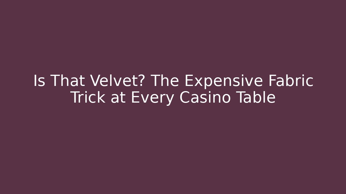 Is That Velvet? The Expensive Fabric Trick at Every Casino Table
