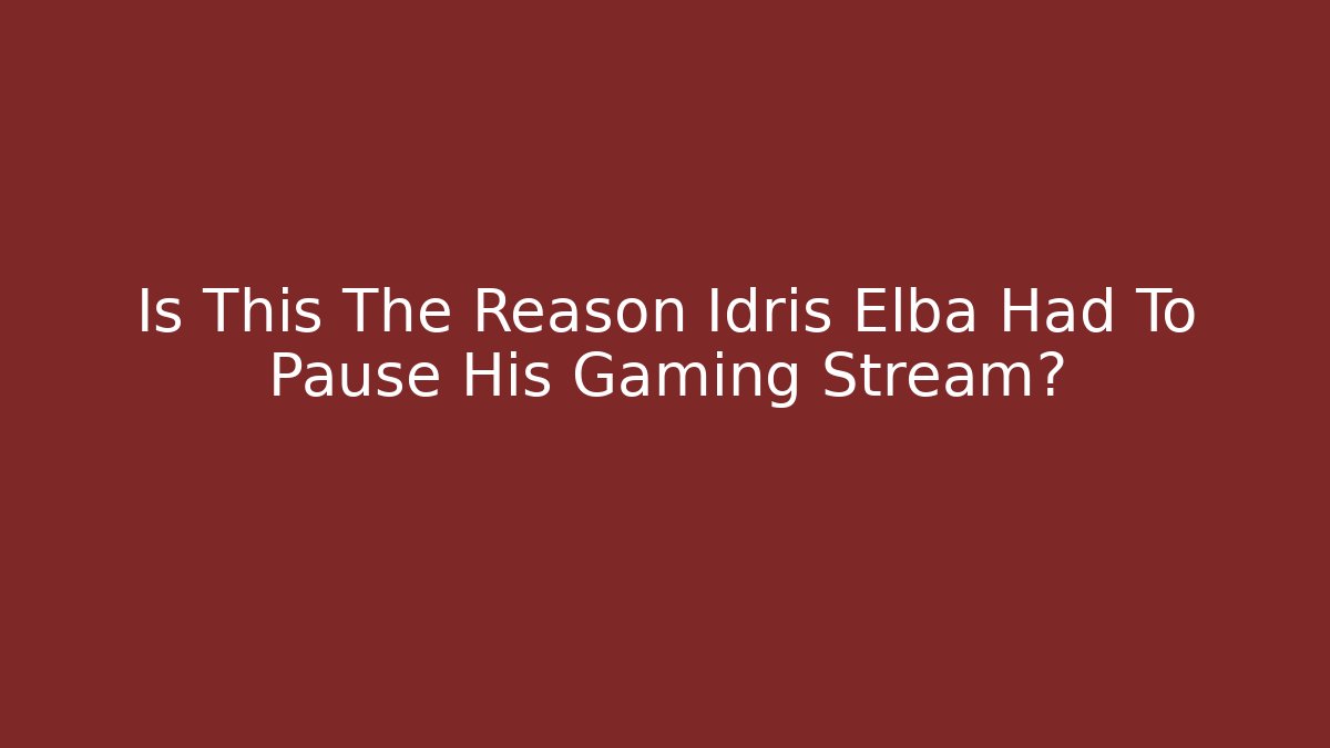 Is This The Reason Idris Elba Had To Pause His Gaming Stream?