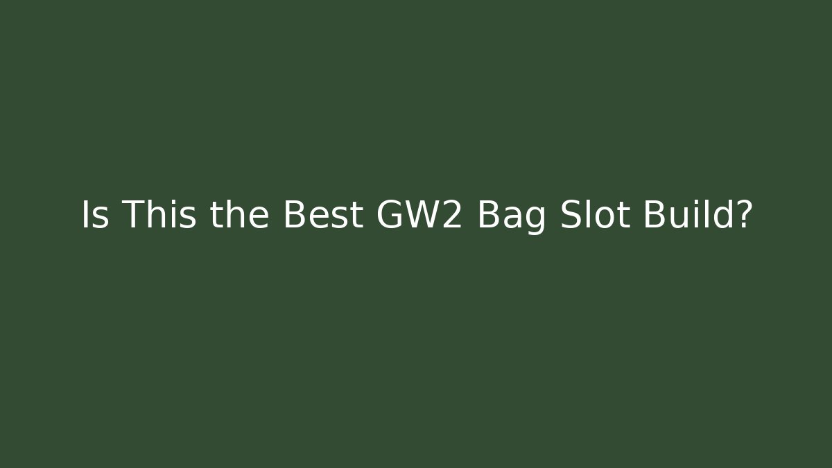 Is This the Best GW2 Bag Slot Build?