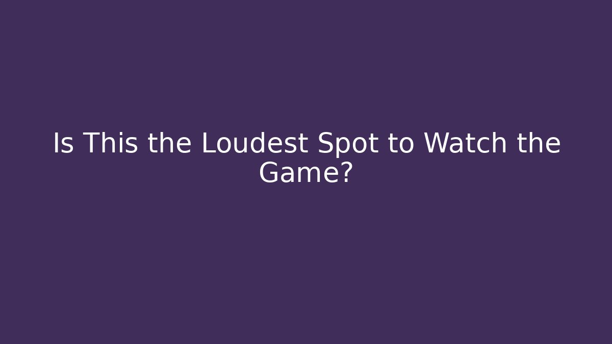 Is This the Loudest Spot to Watch the Game? - Buddy Program