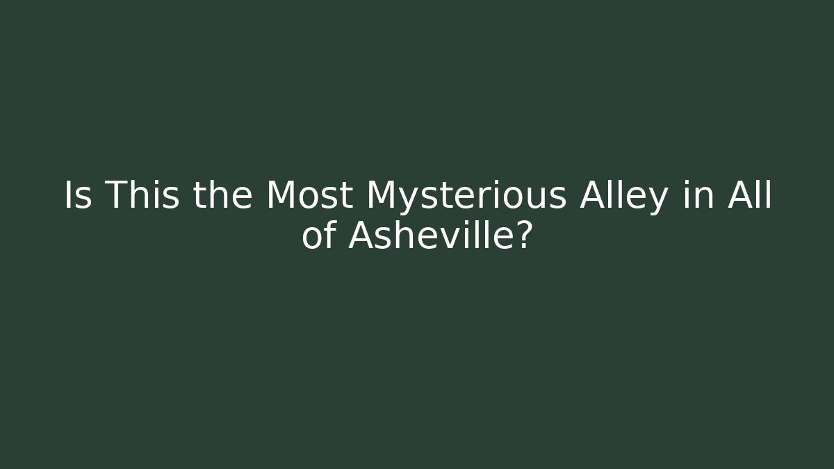 Is This the Most Mysterious Alley in All of Asheville?