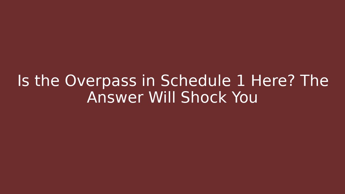 Is the Overpass in Schedule 1 Here? The Answer Will Shock You