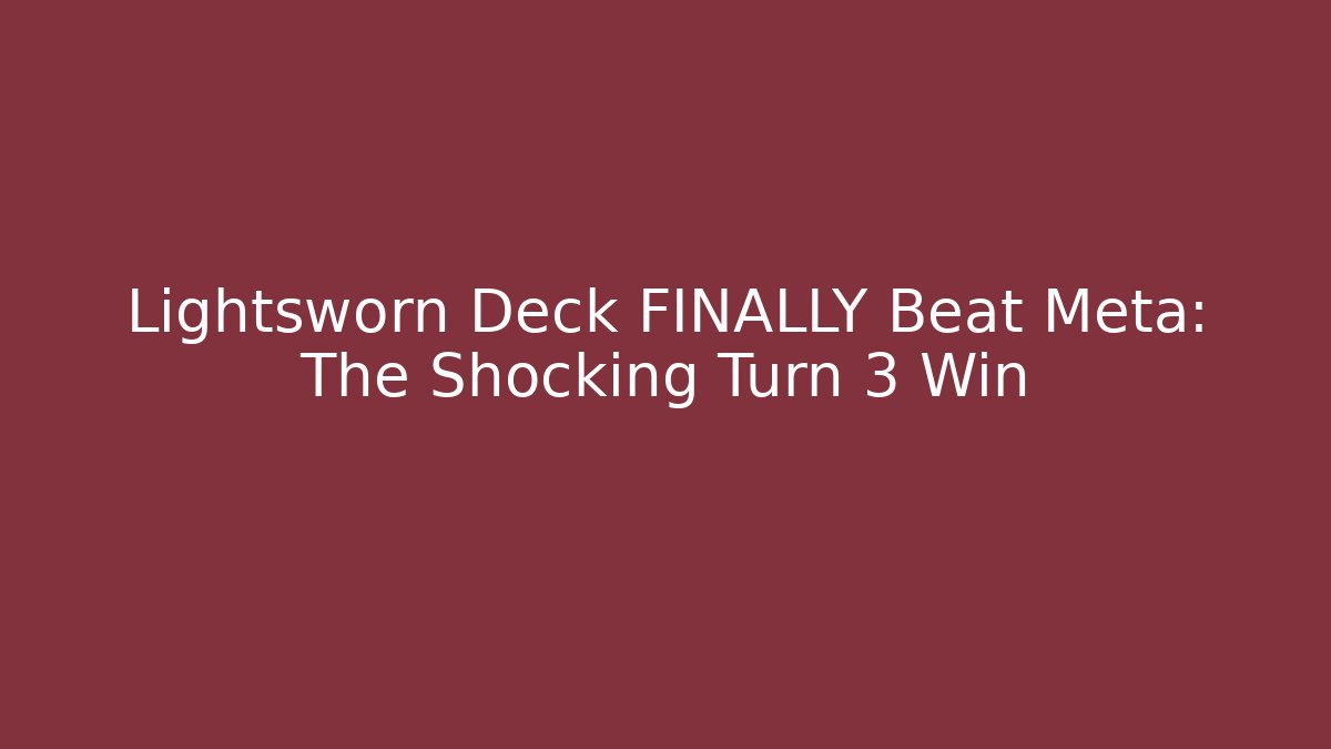 Lightsworn Deck FINALLY Beat Meta: The Shocking Turn 3 Win