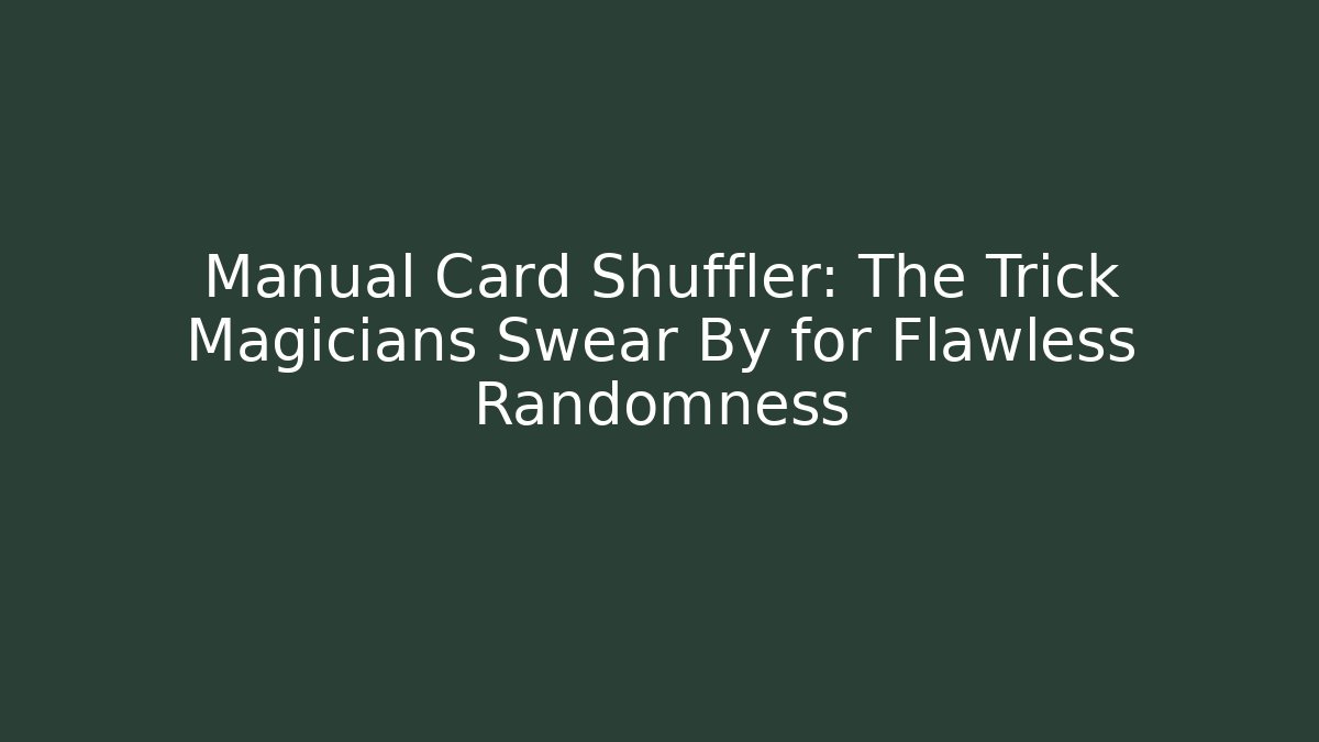 Manual Card Shuffler: The Trick Magicians Swear By for Flawless Randomness