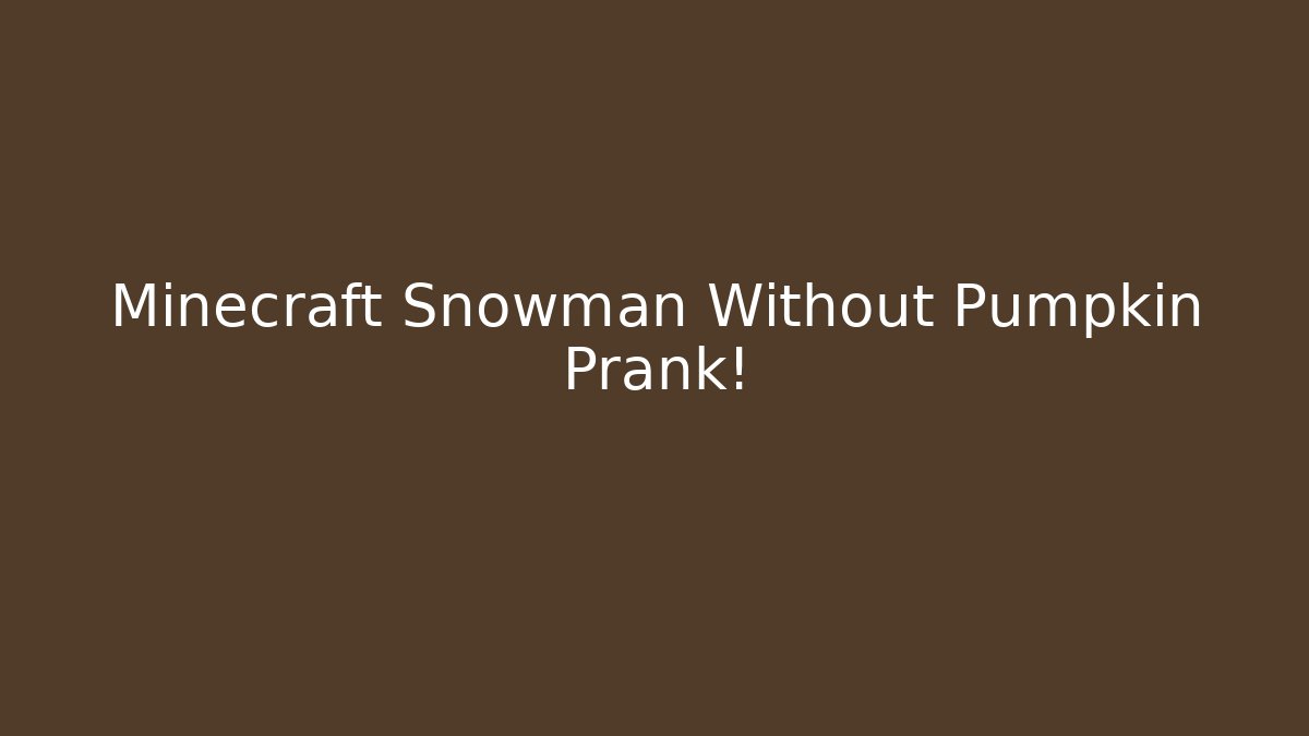 Minecraft Snowman Without Pumpkin Prank! - Buddy Program